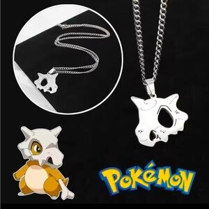 925 Sterling Silver Pokemon Cubone Cut-Out Silhouette Pendant Necklace Anime
